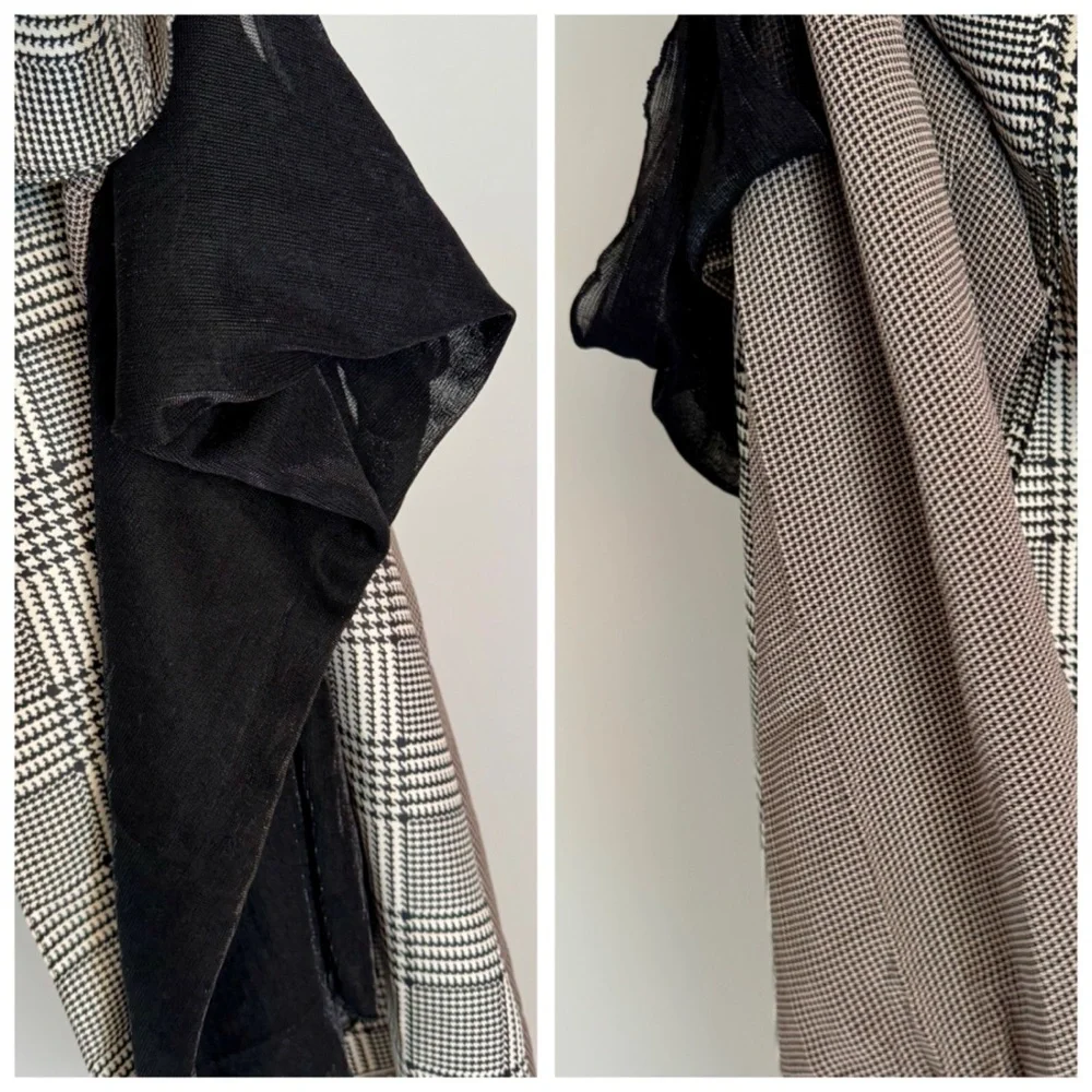 BUNDLE (3) Vintage B&W Houndstooth Pattern Assorted Wrap Scarves